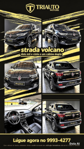 🚚 Fiat Strada Volcano 1.3 CD 2020/2021 – A picape que une força e conforto! ✅ Principais Características 🔹 Motor 1.3 Firefly: Econômico, potente e com baixa manutenção, ideal para cidade e estrada 🔹 Cabine Dupla: Espaço para 5 pessoas com conforto 🔹 Versão Volcano: Topo de linha – acabamento premium, rodas de liga leve, barras de teto e estribos 🔹 Ar-condicionado, direção hidráulica, vidros e travas elétricas 🔹 Central multimídia com tela, Bluetooth, câmera de ré e volante multifuncional 🔹 Caçamba ampla com capa protetora: Perfeita para trabalho ou lazer 🔹 Baixa quilometragem e procedência garantida 🛡️ Por que comprar na Triauto Motos? ✅ Procedência 100% verificada: Todos os documentos em dia, sem multas ou débitos ✅ Revisada e garantida: O carro passa por inspeção completa antes da entrega ✅ Melhores condições: Entrada facilitada, parcelamento e financiamento em até 60x ✅ Confiança e tradição: Referência em veículos de qualidade no Rio de Janeiro ✅ Atendimento