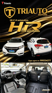🚗 HONDA HR-V EX 1.8 AUTOMÁTICO Procedência garantida, revisado e pronto para uso! ✅ Principais Especificações 🔹 Motor 1.8 i-VTEC – potência e economia comprovadas 🔹 Transmissão Automática – conforto para cidade e estrada 🔹 Tração dianteira, direção elétrica progressiva 🔹 Ar-condicionado automático digital 🔹 Bancos em couro originais 🔹 Central Multimídia com tela, Bluetooth, entrada USB/AUX 🔹 Câmera de ré com linhas guia 🔹 Vidros, travas e retrovisores elétricos 🔹 Rodas de liga leve, faróis de neblina 🔹 Freios ABS + airbags (motorista e passageiro) 🔹 Computador de bordo e volante multifuncional 🛡️ POR QUE COMPRAR NA TRIAUTO MOTOS? ✔️ Documentação 100% regular, sem débitos ou multas ✔️ Inspeção completa de segurança e mecânica ✔️ Garantia estendida e revisão entregue ✔️ Condições especiais de financiamento e entrada facilitada ✔️ Atendimento transparente e sem burocracia 📞 FALE COM A GENTE AGORA MESMO! 📲 (21) 99933-4277 – WhatsApp