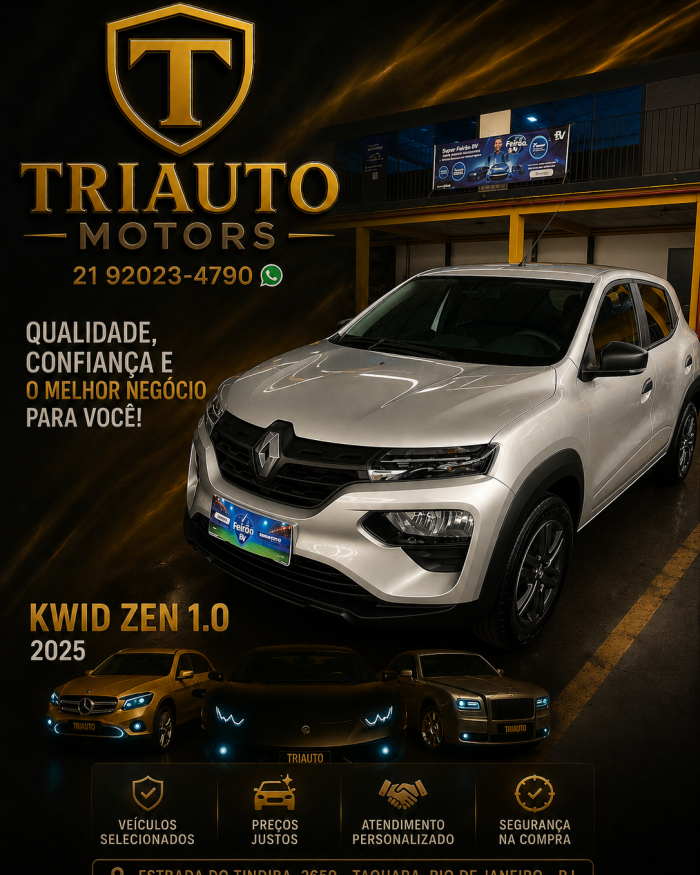 🚗🔥 NOVIDADE NA TRIAUTO MOTORS 🔥🚗 KWID ZEN 1.0 2025 O compacto perfeito para quem busca economia, conforto e modernidade! ✅ Motor 1.0 Flex econômico ✅ Excelente consumo de combustível ✅ Direção leve e confortável ✅ Central multimídia com conectividade ✅ Design moderno e compacto ✅ Baixo custo de manutenção ✅ Ideal para cidade e dia a dia 💥 POR QUE COMPRAR NA TRIAUTO MOTORS? 💥 ✔ Veículos selecionados e de procedência ✔ Atendimento personalizado ✔ Transparência e confiança na negociação ✔ Facilidade na aprovação do financiamento ✔ Suporte completo no pós-venda 📲 Fale agora com nossa equipe: WhatsApp: (21) 99933-4277 🚘 TRIAUTO MOTORS Qualidade, confiança e o melhor negócio para você!